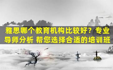 雅思哪个教育机构比较好？专业导师分析 帮您选择合适的培训班